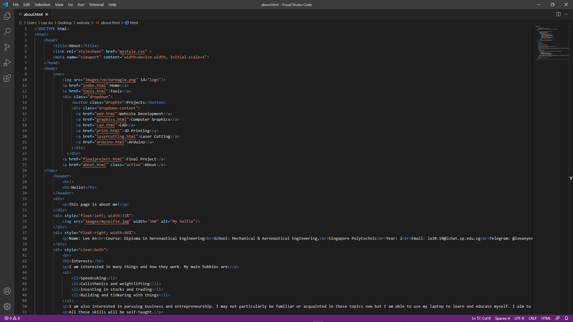 updated about html code