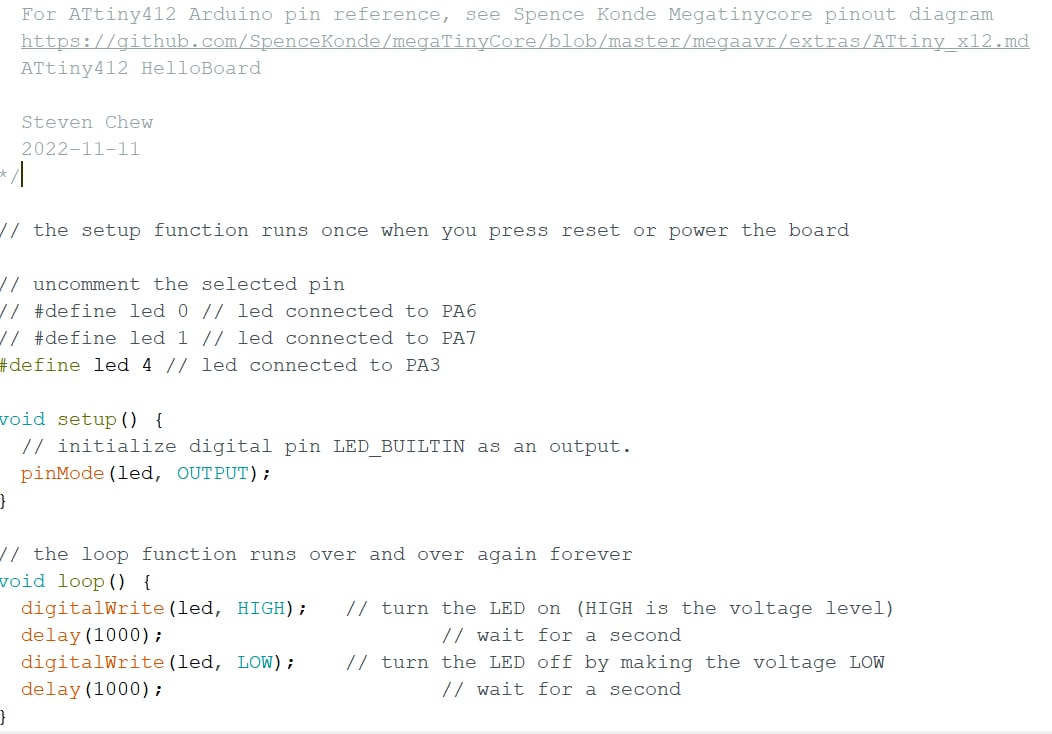 testing hello world board programme