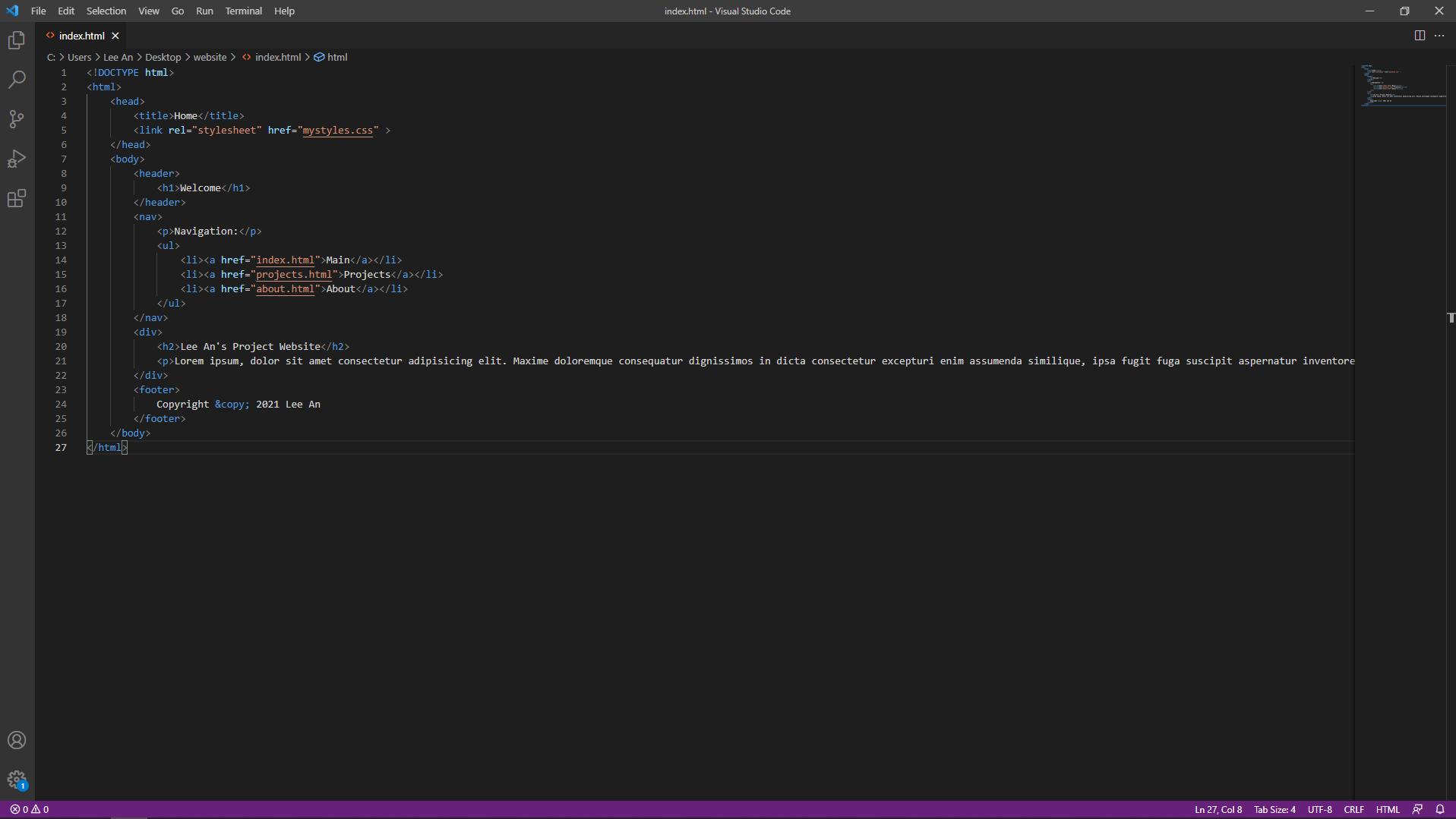basic index html code